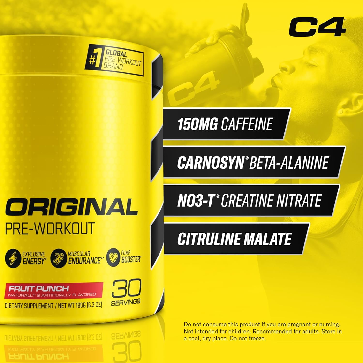 Cellucor C4 Original Pre Workout Powder Fruit Punch 30 Servings
