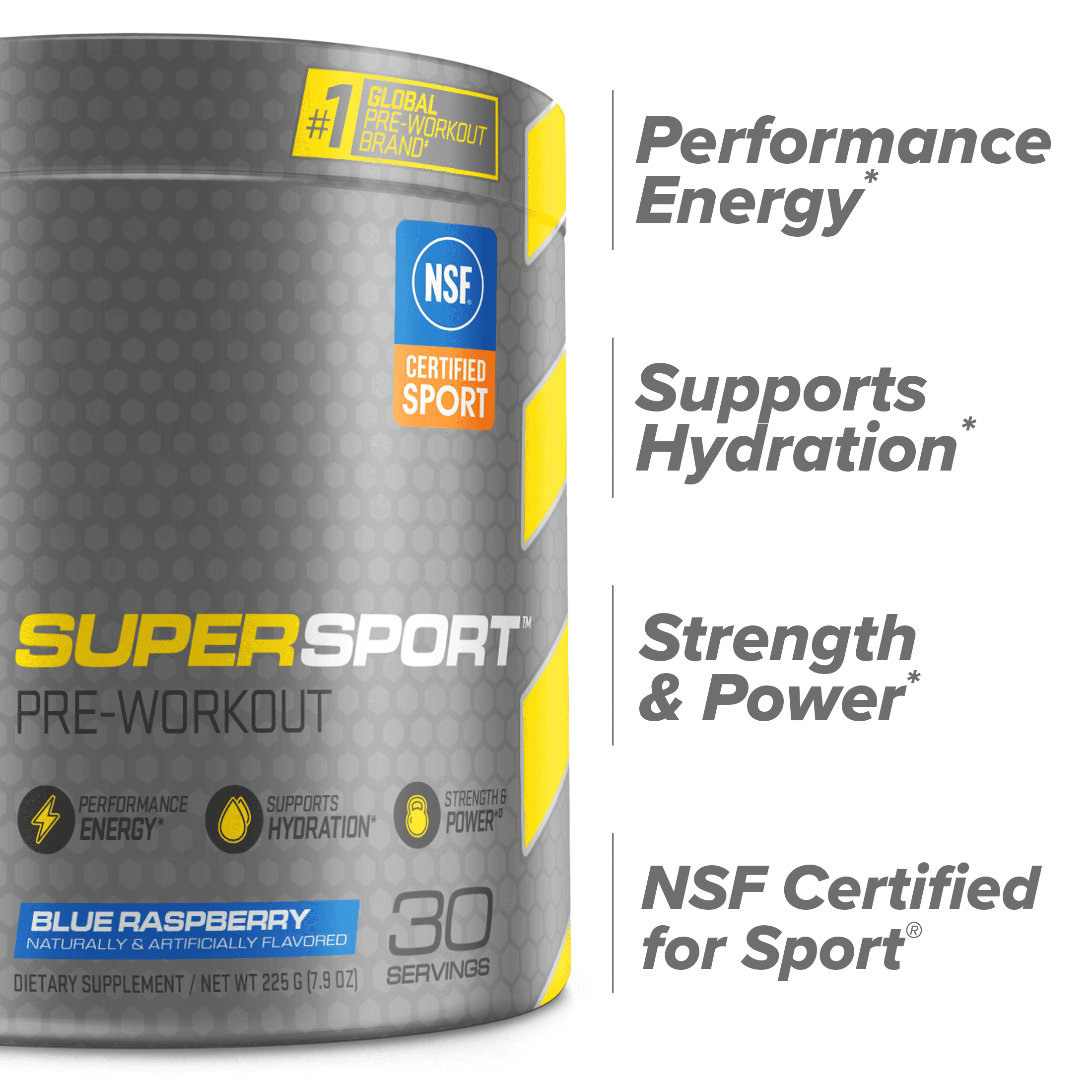 Cellucor C4 Super Sport Pre-Workout Powder Blue Raspberry Energy Strength Power 30 Servings