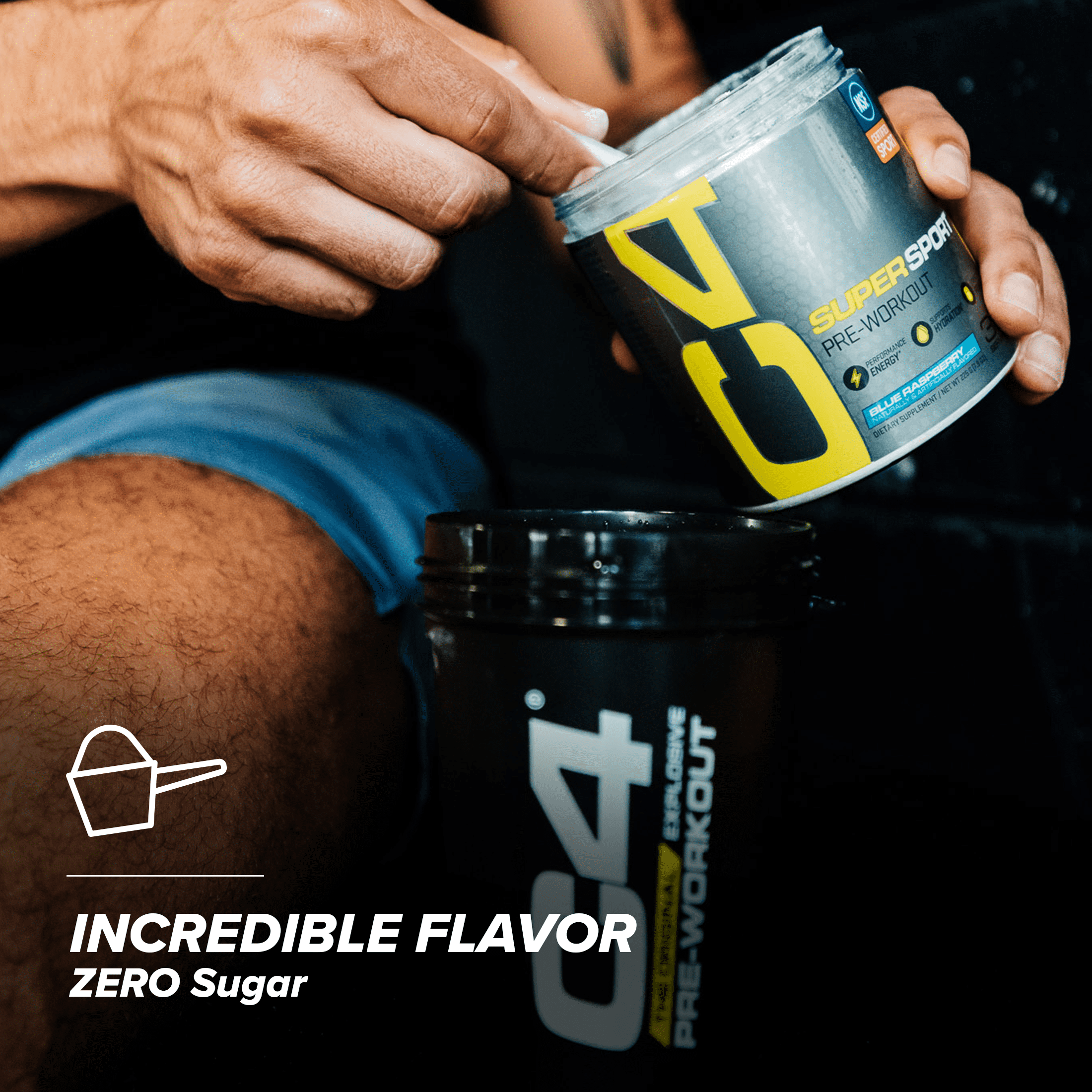 Cellucor C4 Super Sport Pre-Workout Powder Blue Raspberry Energy Strength Power 30 Servings