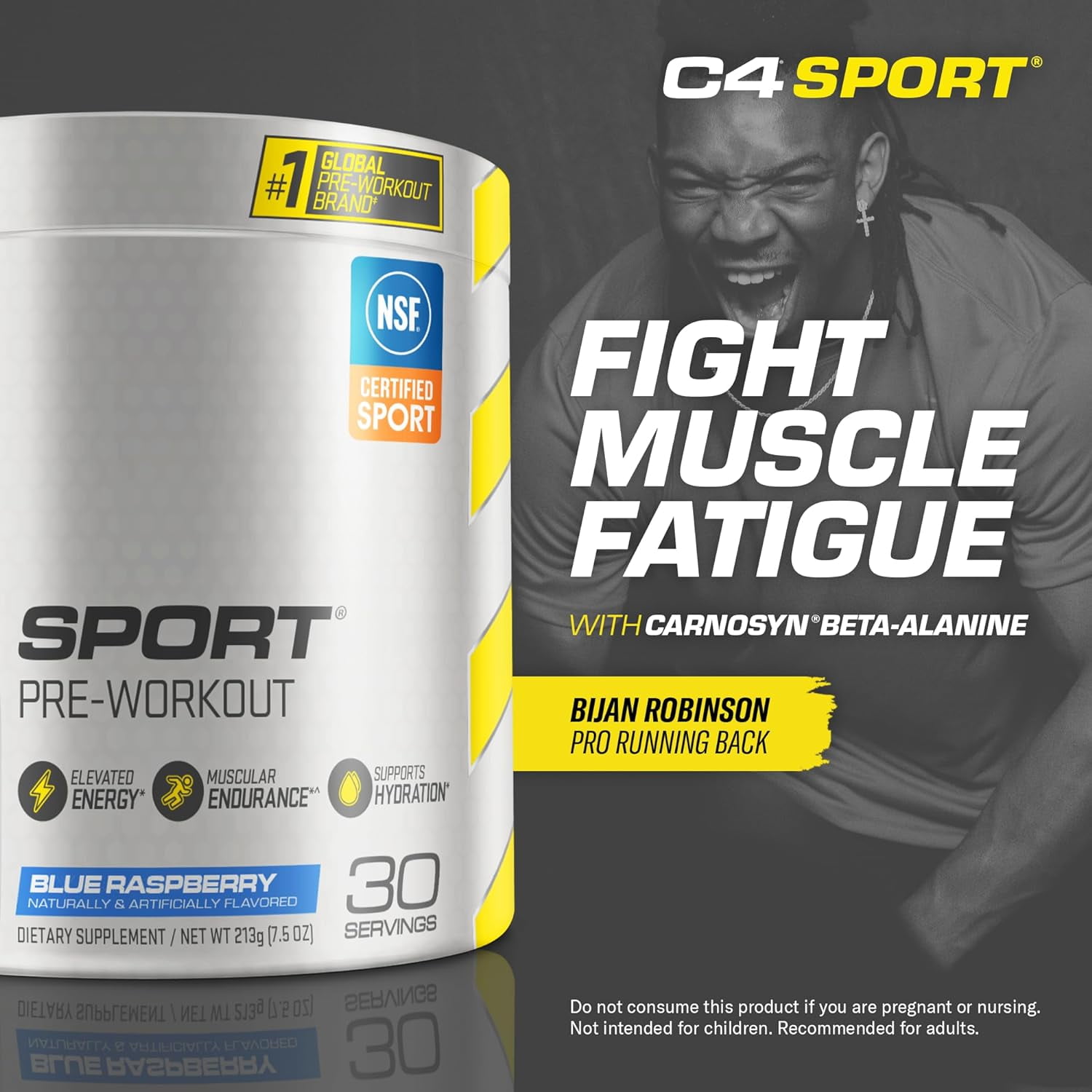 Cellucor C4 Sport Pre Workout Powder NSF Certified for Sport Blue Raspberry Flavor 30 Servings