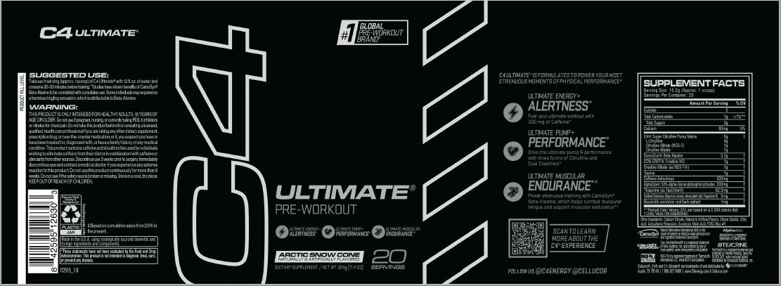 Cellucor C4 Ultimate Pre-Workout Powder Arctic Snow Cone 20 Servings