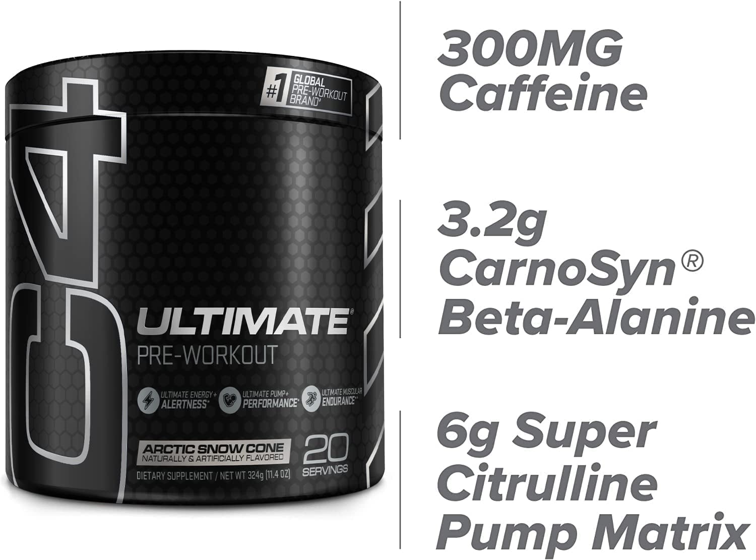 Cellucor C4 Ultimate Pre-Workout Powder Arctic Snow Cone 20 Servings