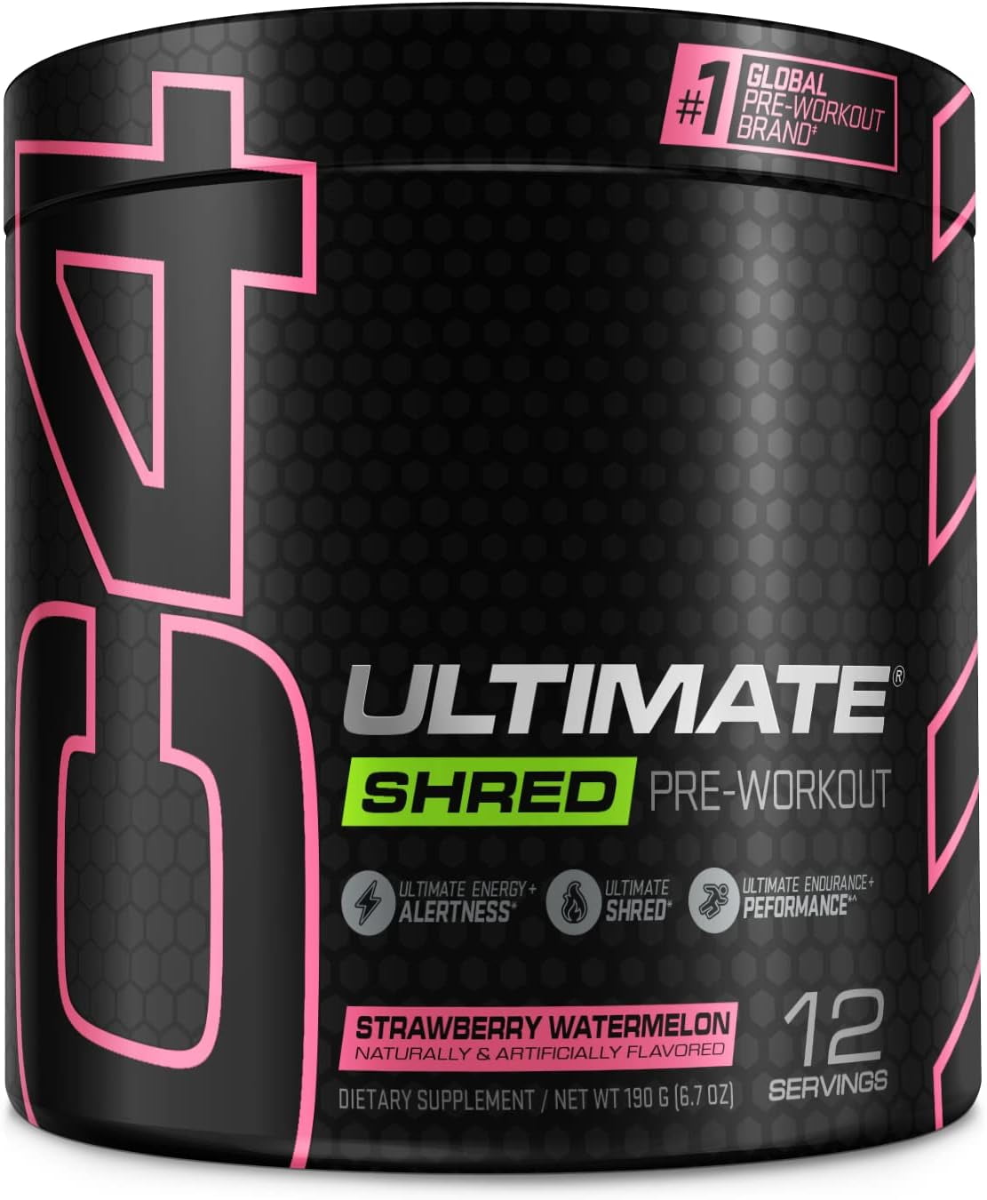 Cellucor C4 Ultimate Shred Preworkout Powder Strawberry Watermelon Pumps Fat Burning 12 Servings