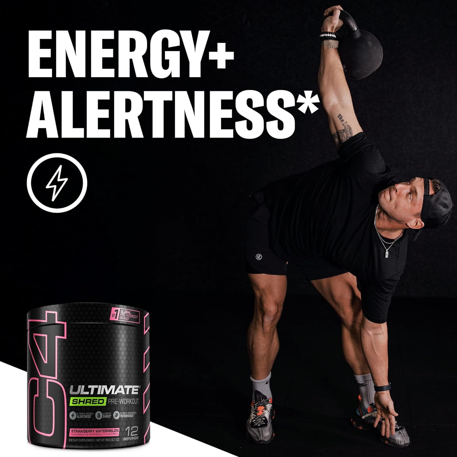 Cellucor C4 Ultimate Shred Preworkout Powder Strawberry Watermelon Pumps Fat Burning 12 Servings