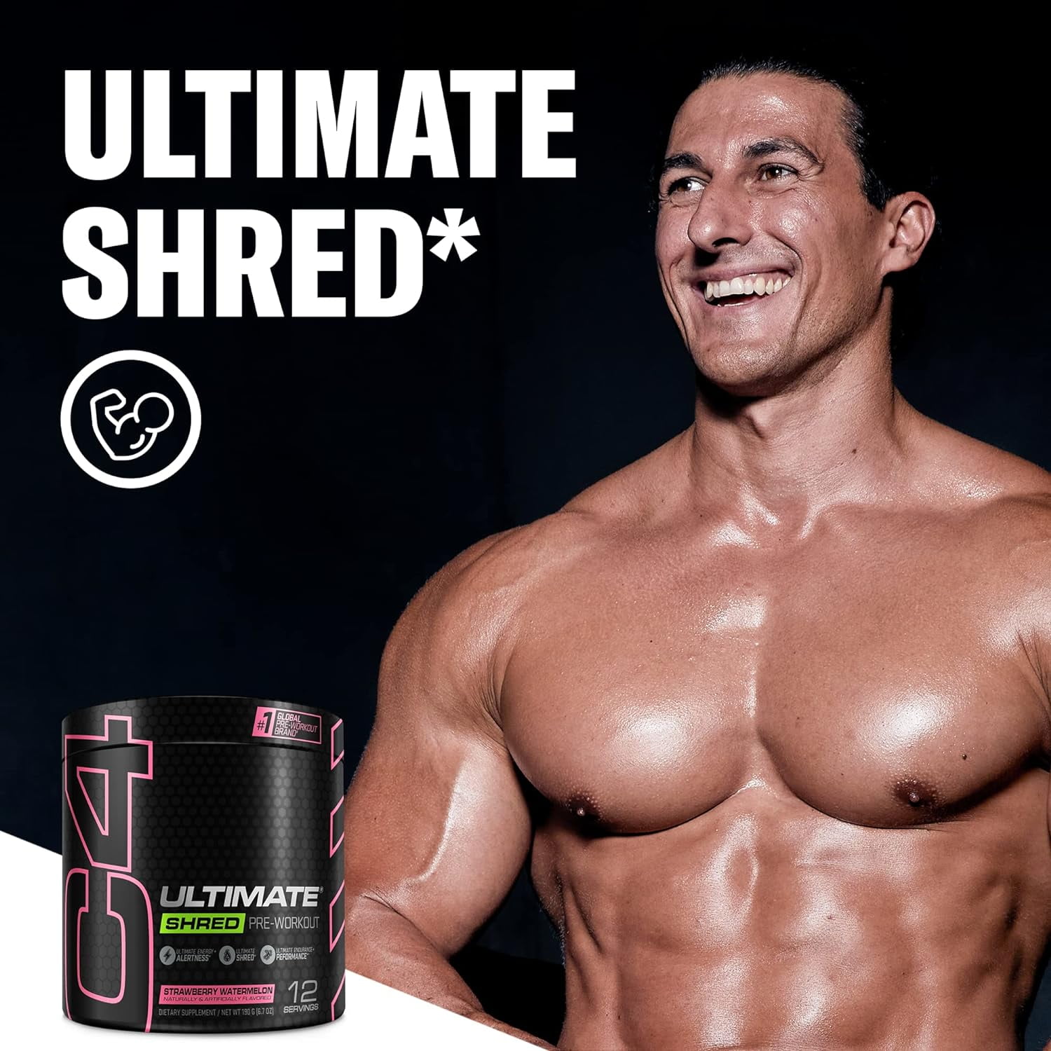 Cellucor C4 Ultimate Shred Preworkout Powder Strawberry Watermelon Pumps Fat Burning 12 Servings