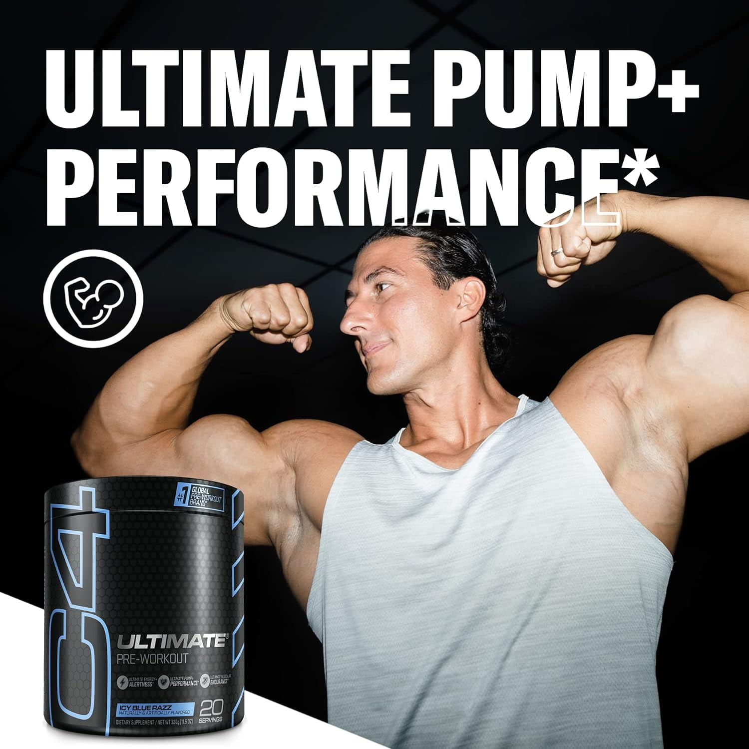 Cellucor C4 Ultimate Pre Workout Powder Icy Blue Razz 20 Servings