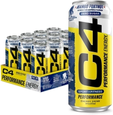 Cellucor C4 Energy Mango Foxtrot Zero Sugar Energy Drink 16oz Cans Pack of 12