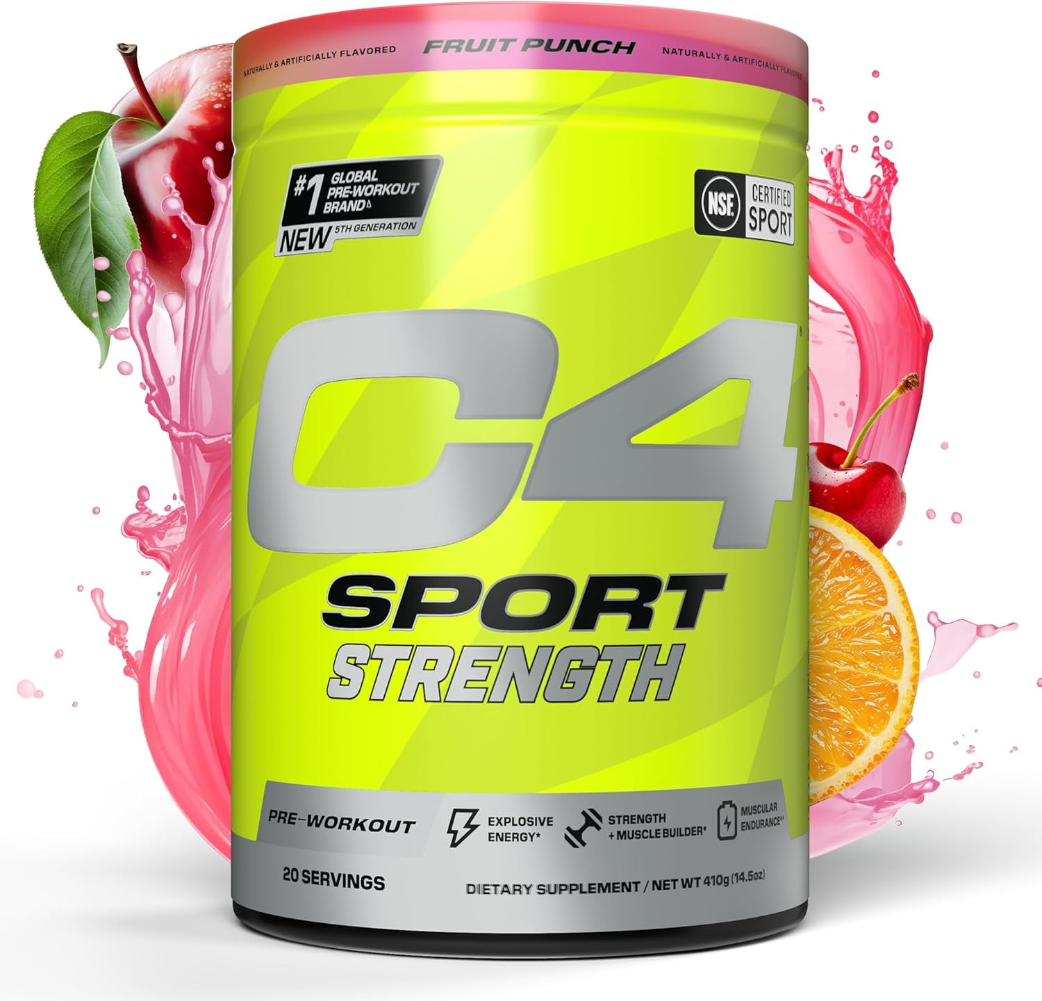 Cellucor C4 Sport Strength PreWorkout Powder Fruit Punch 20 Servings
