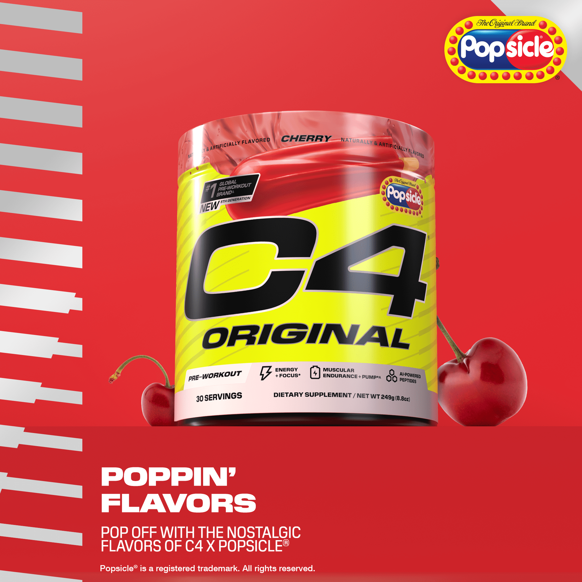 Cellucor C4 Original Cherry Popsicle Pre-Workout Powder 30 Servings