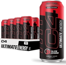 Cellucor C4 Ultimate Pre Workout Sugar Free Energy Drink Tri-Stim 300mg Caffeine TeaCrine Dynamine Fruit Punch 16oz Pack of 12