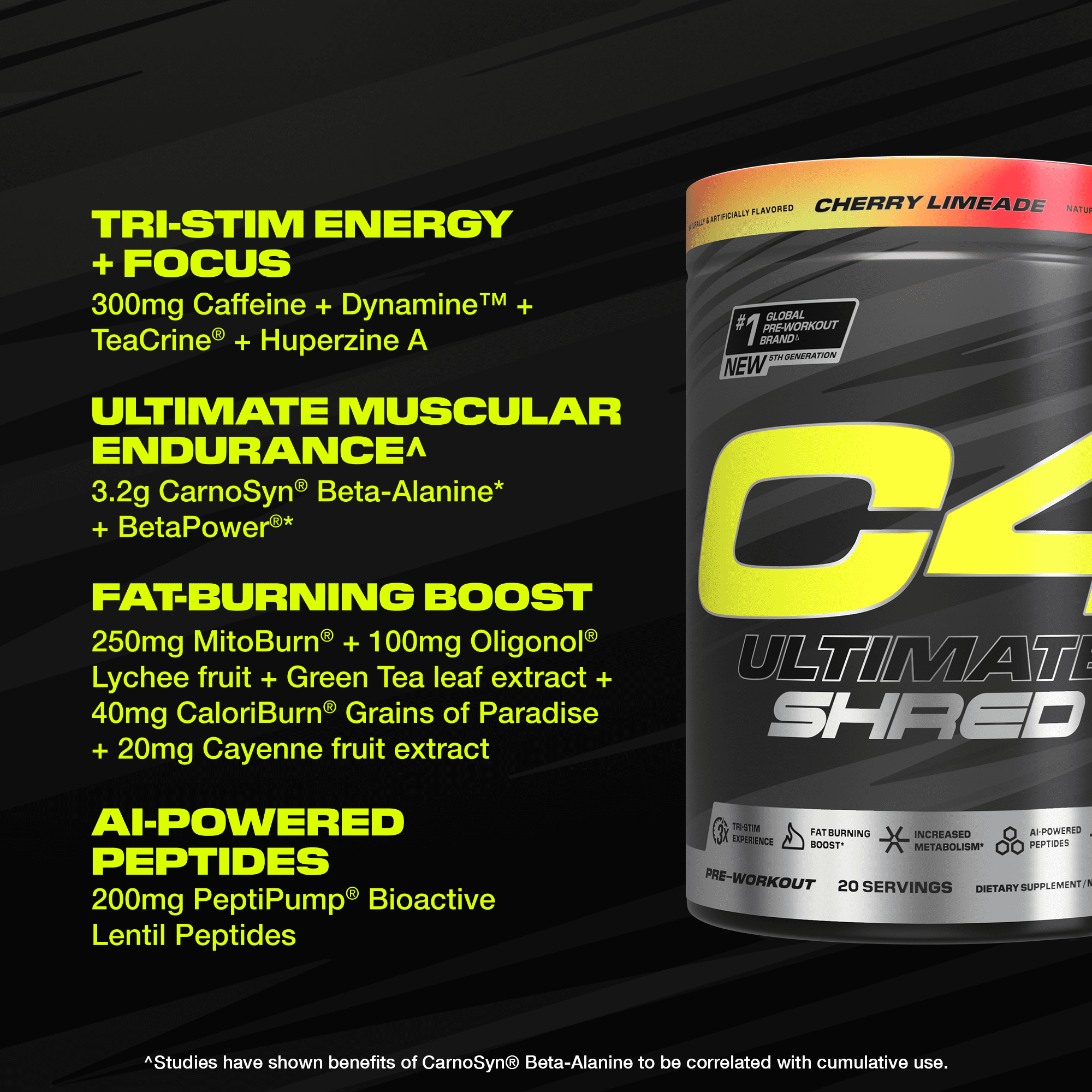 Cellucor C4 Ultimate Shred Pre Workout Powder Cherry Limeade 20 Servings