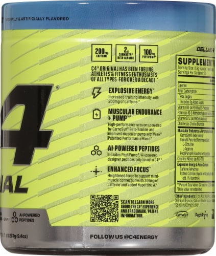 Cellucor C4 Original Icy Blue Razz Pre Workout Powder for Enhanced Performance 2X