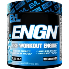 EVLUTION  NUTRITION ENGN PRE WORKOUT POWDER - BLUE RAZ, 30 SERVINGS (WITH CREATINE)