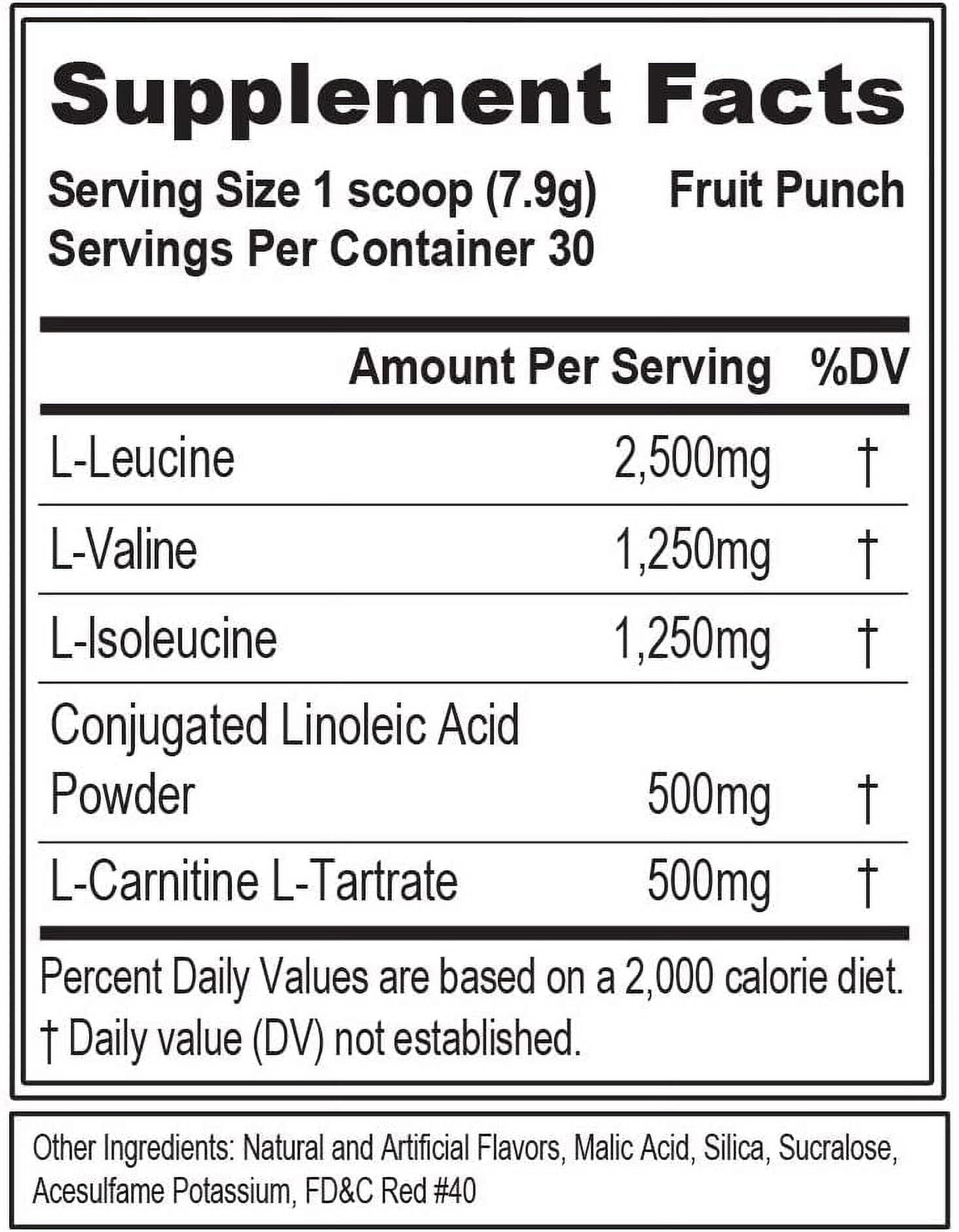 EVLUTION NUTRITION LEANBCAA WEIGHT LOSS PRE WORKOUT - CLA & L-CARNITINE FAT BURNER 30 SERVINGS (FRUIT PUNCH)