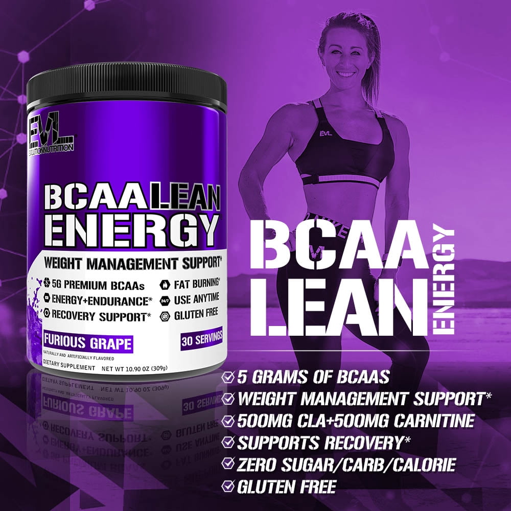 EVLUTION NUTRITION BCAA ENERGY POWDER NATURAL FAT BURNER PRE WORKOUT FOR PERFORMANCE RECOVERY EVLUTION NUTRITION BCAA LEAN ENERGY 30 SERVINGS FURIOUS GRAPE FLAVOR