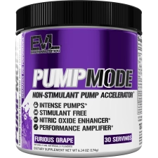 EVLUTION NUTRITION PUMP MODE NO BOOST PRE WORKOUT POWDER FURIOUS GRAPE - NITRIC OXIDE BOOSTER FOR PERFORMANCE & VASCULARITY - 30 SERVINGS