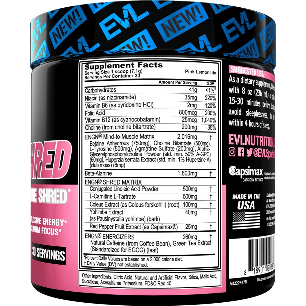 EVLUTION NUTRITION PRE WORKOUT POWDER THERMOGENIC FAT BURN SUPPORT AMERIKASEPETIM