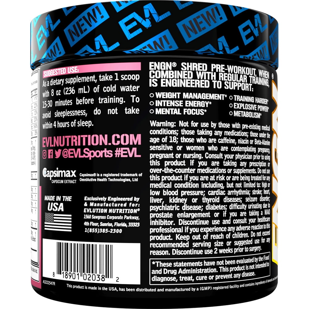 EVLUTION NUTRITION PRE WORKOUT POWDER THERMOGENIC FAT BURN SUPPORT AMERIKASEPETIM