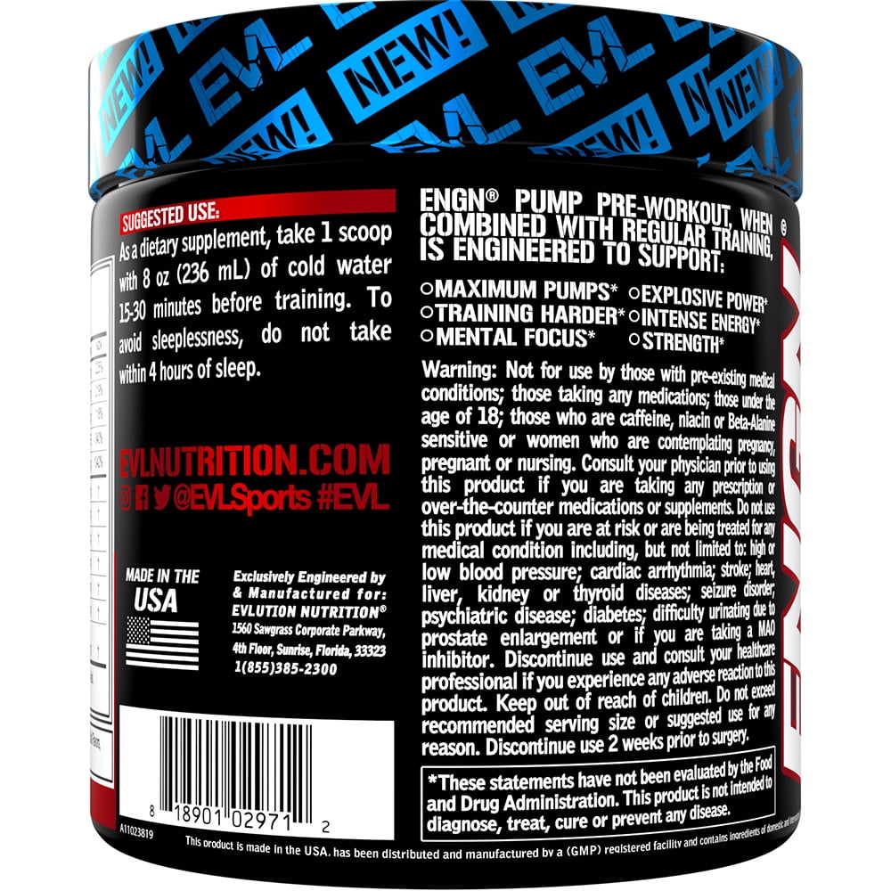 EVLUTION NUTRITION ENGN PUMP CHERRY LIMEADE PRE-WORKOUT POWDER - MAXIMUM PUMP FORMULA WITH CREATINE, NITRIC OXIDE & CAFFEINE - 30 SERVINGS