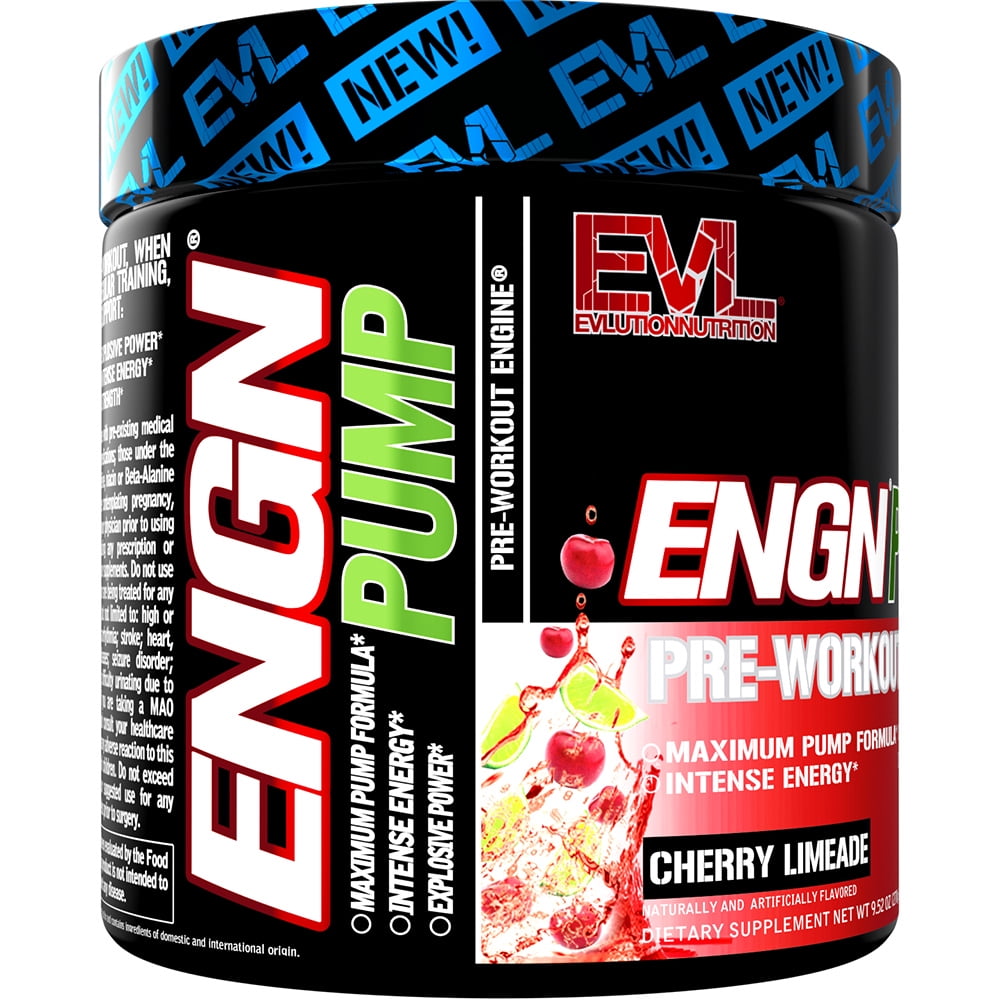 EVLUTION NUTRITION ENGN PUMP CHERRY LIMEADE PRE-WORKOUT POWDER - MAXIMUM PUMP FORMULA WITH CREATINE, NITRIC OXIDE & CAFFEINE - 30 SERVINGS
