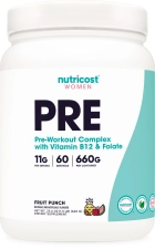 Nutricost Women's Fruit Punch Pre-Workout Powder 60 Servings Supplement