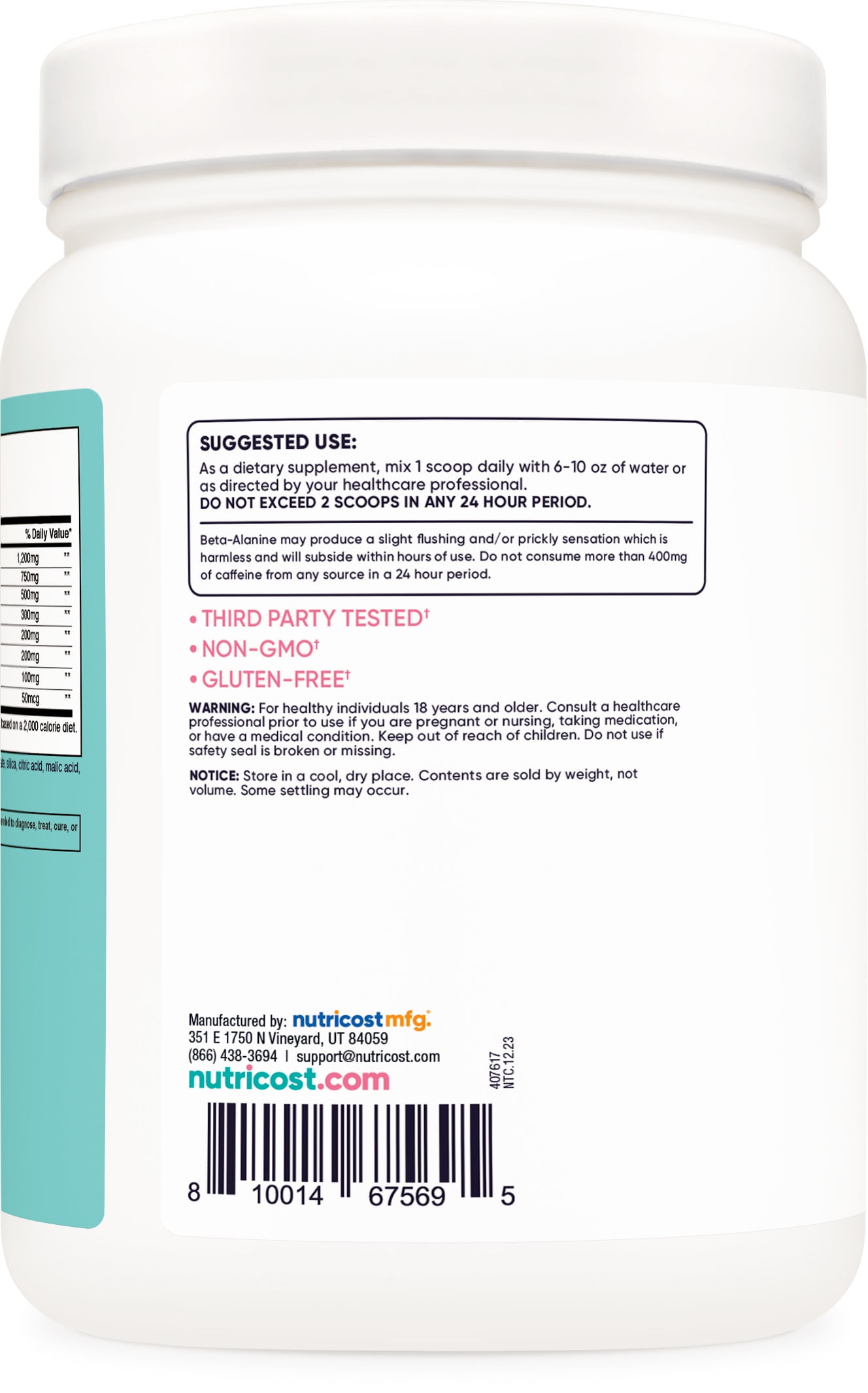 Nutricost Women's Fruit Punch Pre-Workout Powder 60 Servings Supplement