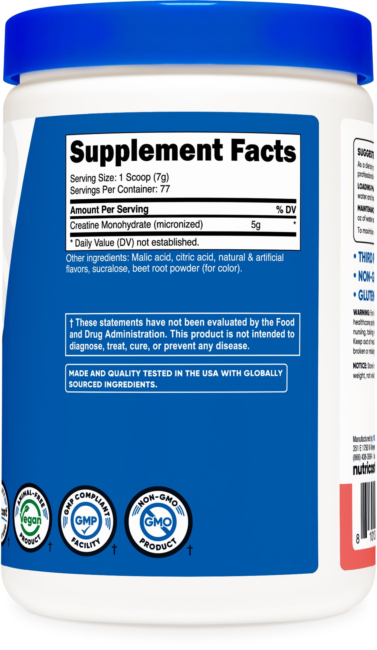 Nutricost Watermelon Creatine Monohydrate 500 Gram - Micronized Supplement