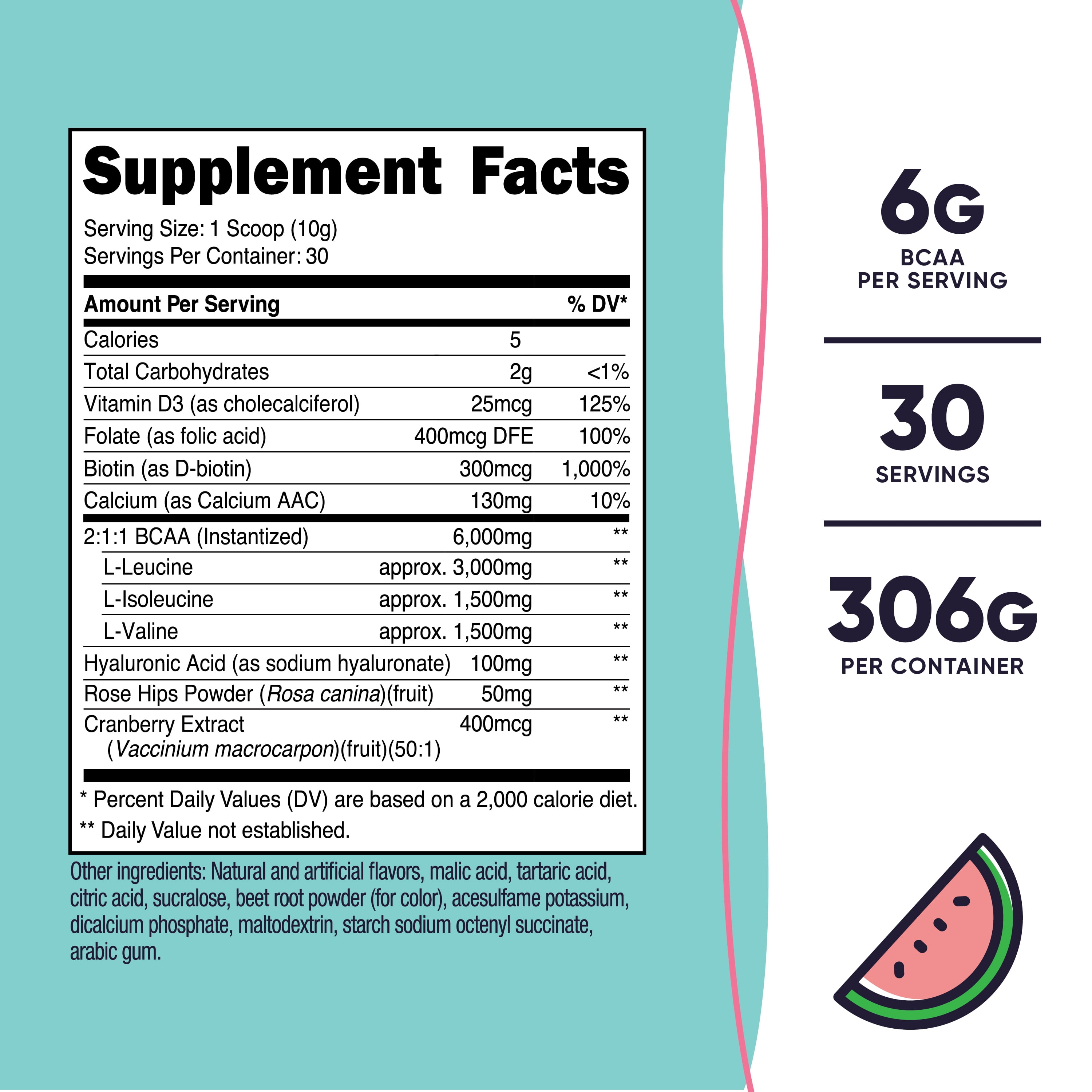 Nutricost Women's Watermelon BCAA Powder - 30 Servings
