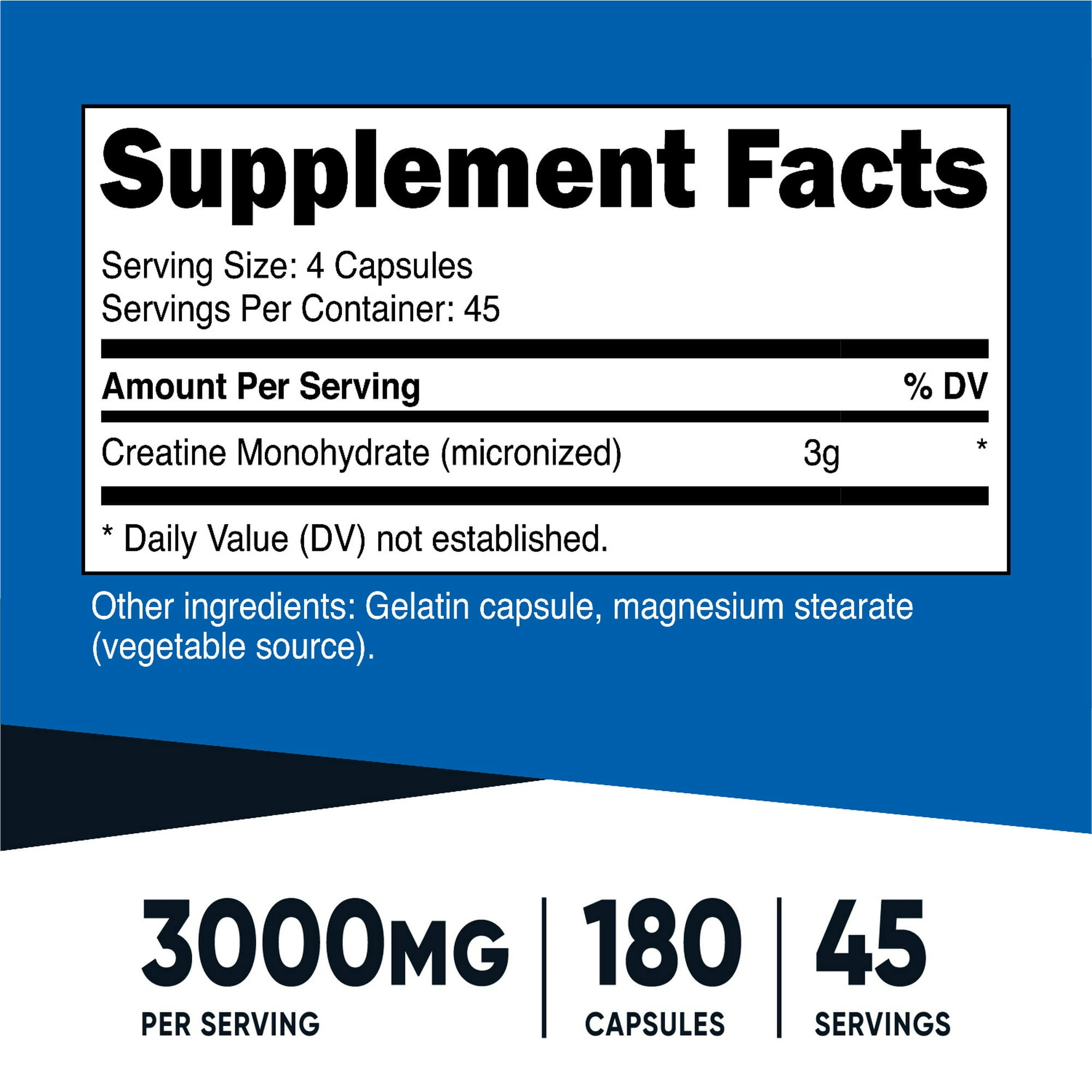 Nutricost Creatine Monohydrate 3000mg 180 Capsules 750mg Per Capsule Supplement