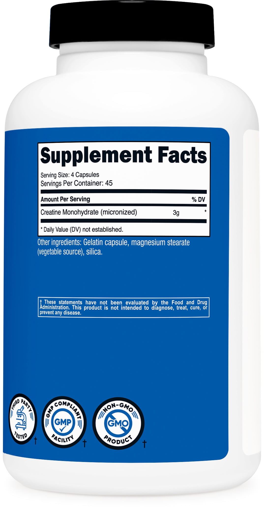 Nutricost Creatine Monohydrate 3000mg 180 Capsules 750mg Per Capsule Supplement