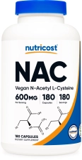 Nutricost NAC N-Acetyl L-Cysteine 600mg 180 Capsules Non-GMO Gluten Free Supplement