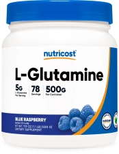 Nutricost L-Glutamine Powder 500g Blue Raspberry Flavor for Health Supplement by Nutricost