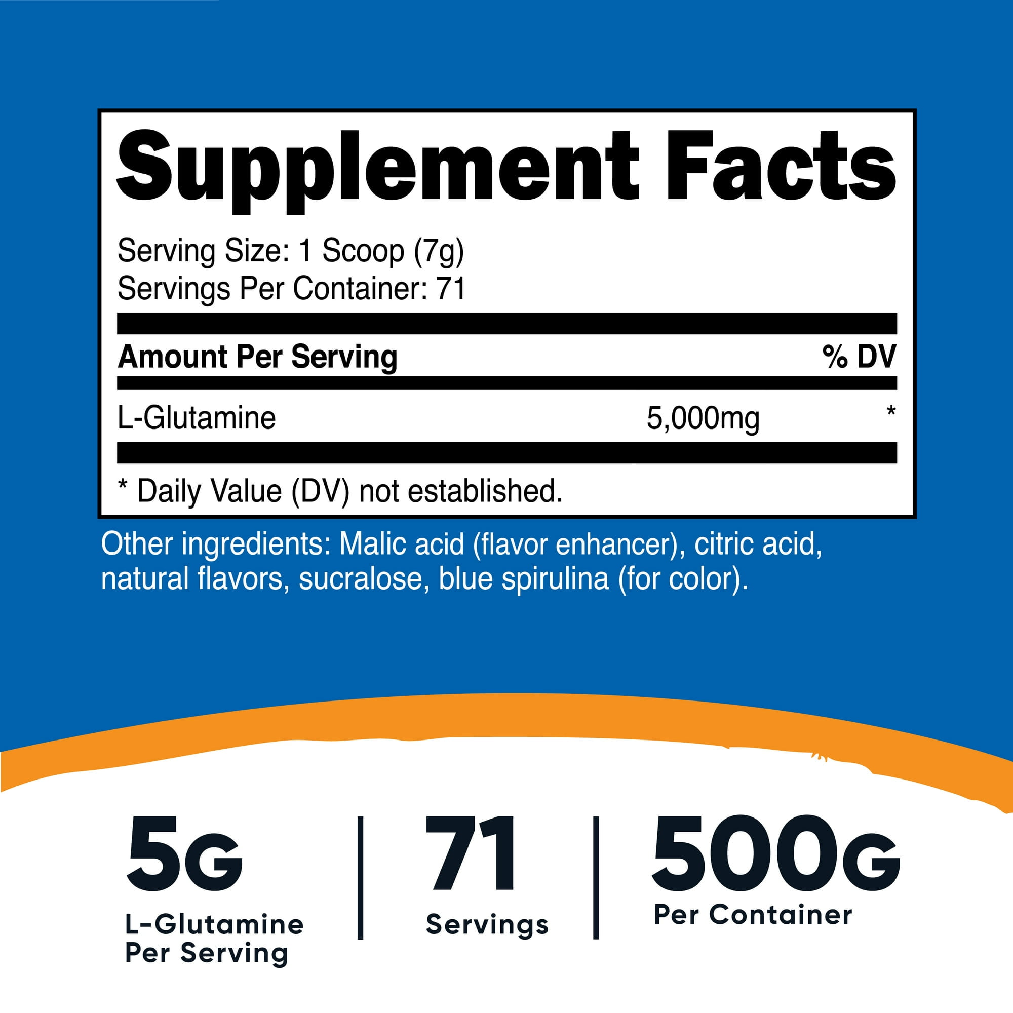 Nutricost L-Glutamine Powder 500g Blue Raspberry Flavor for Health Supplement by Nutricost