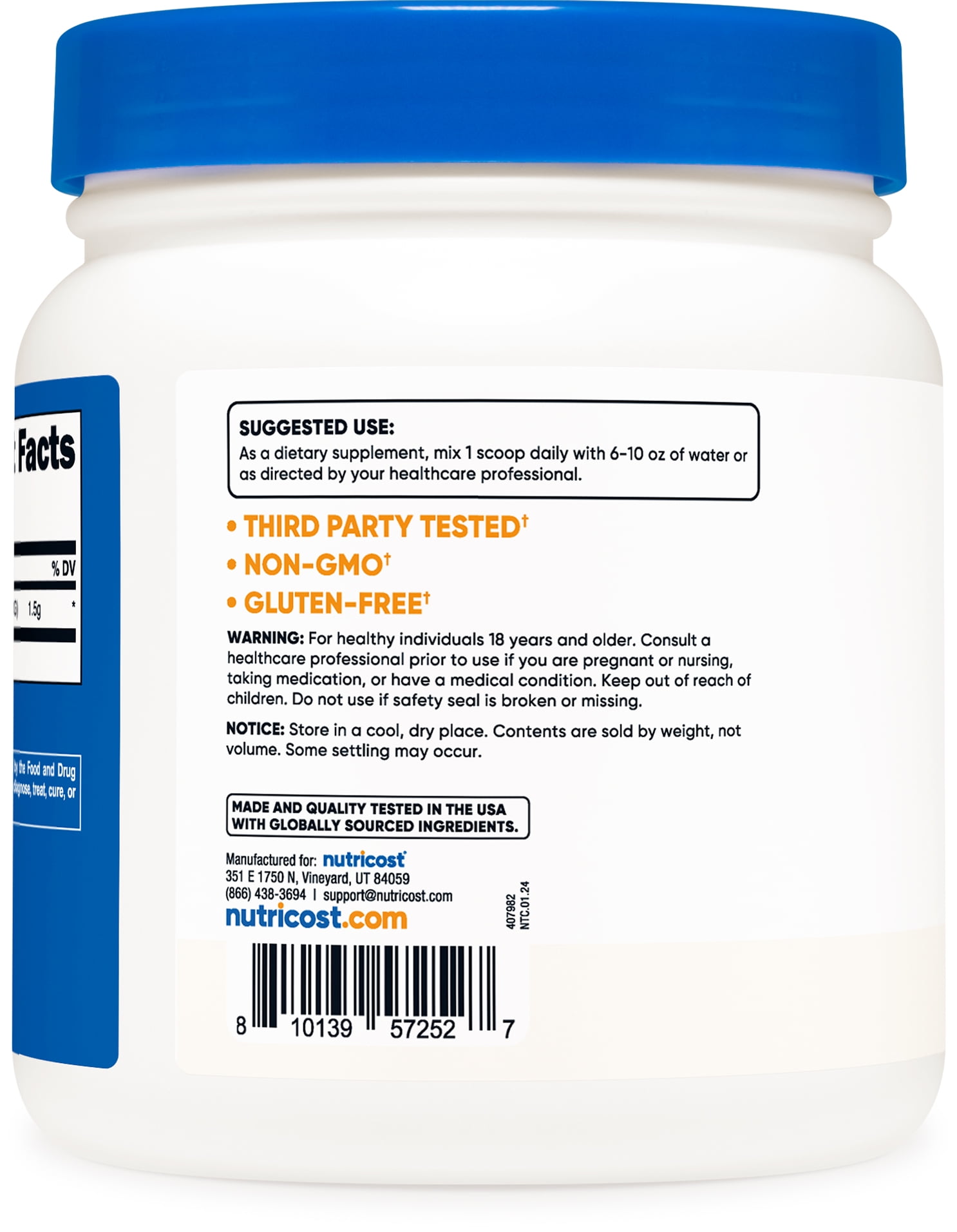 Nutricost Betaine Anhydrous Trimethylglycine Powder 500g Amino Acid Supplement