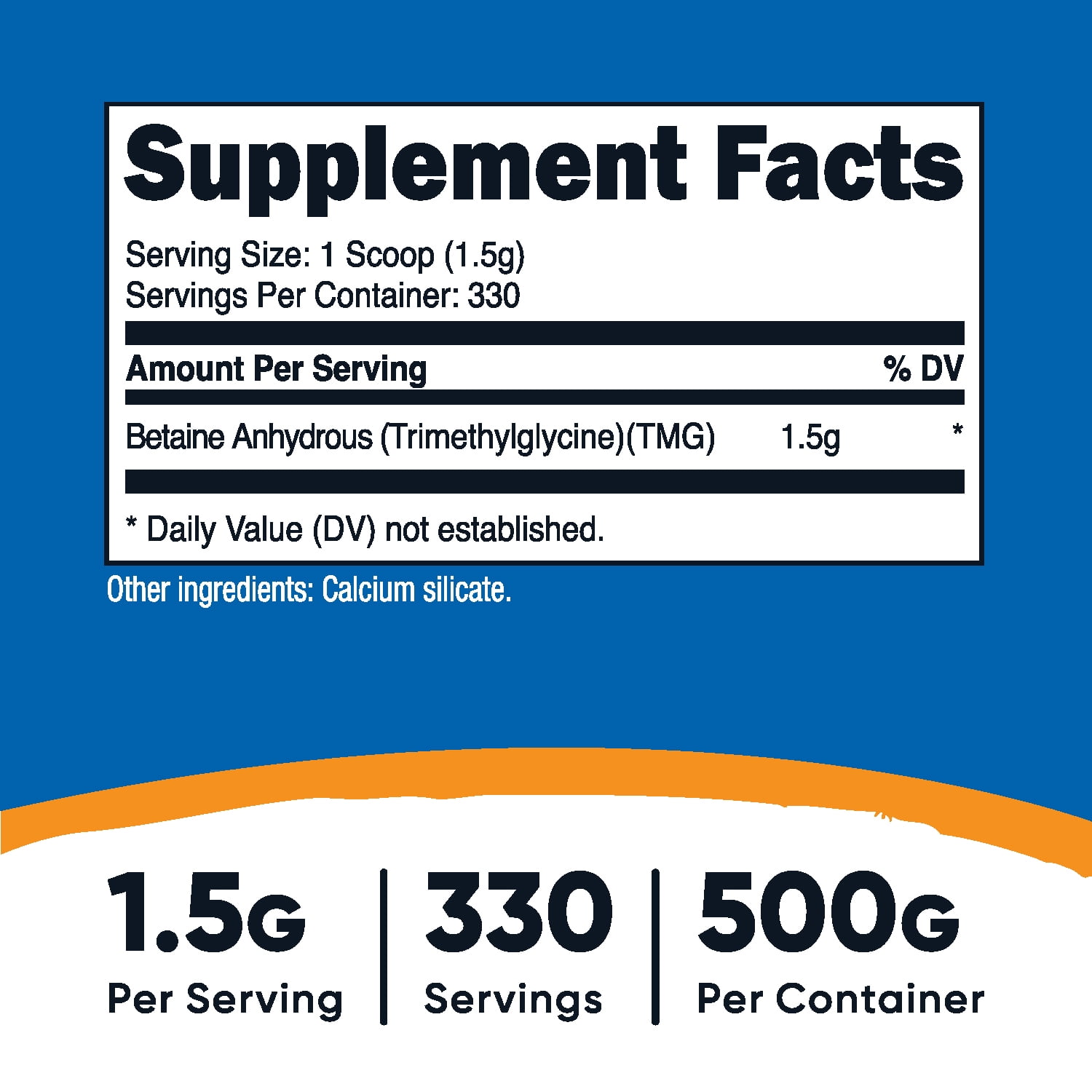 Nutricost Betaine Anhydrous Trimethylglycine Powder 500g Amino Acid Supplement