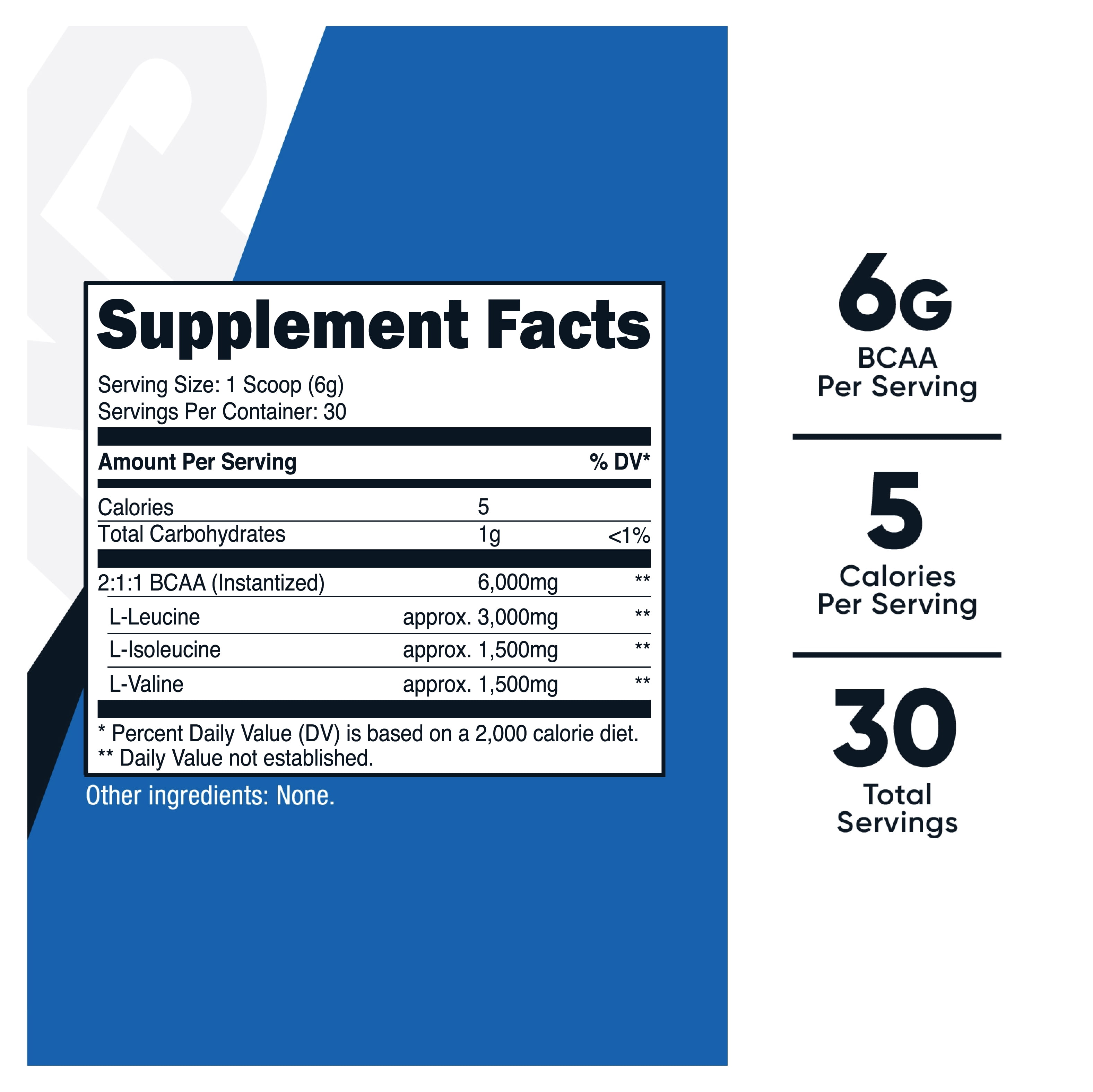 Nutricost BCAA Powder 2 1 1 Unflavored Supplement 30 Servings