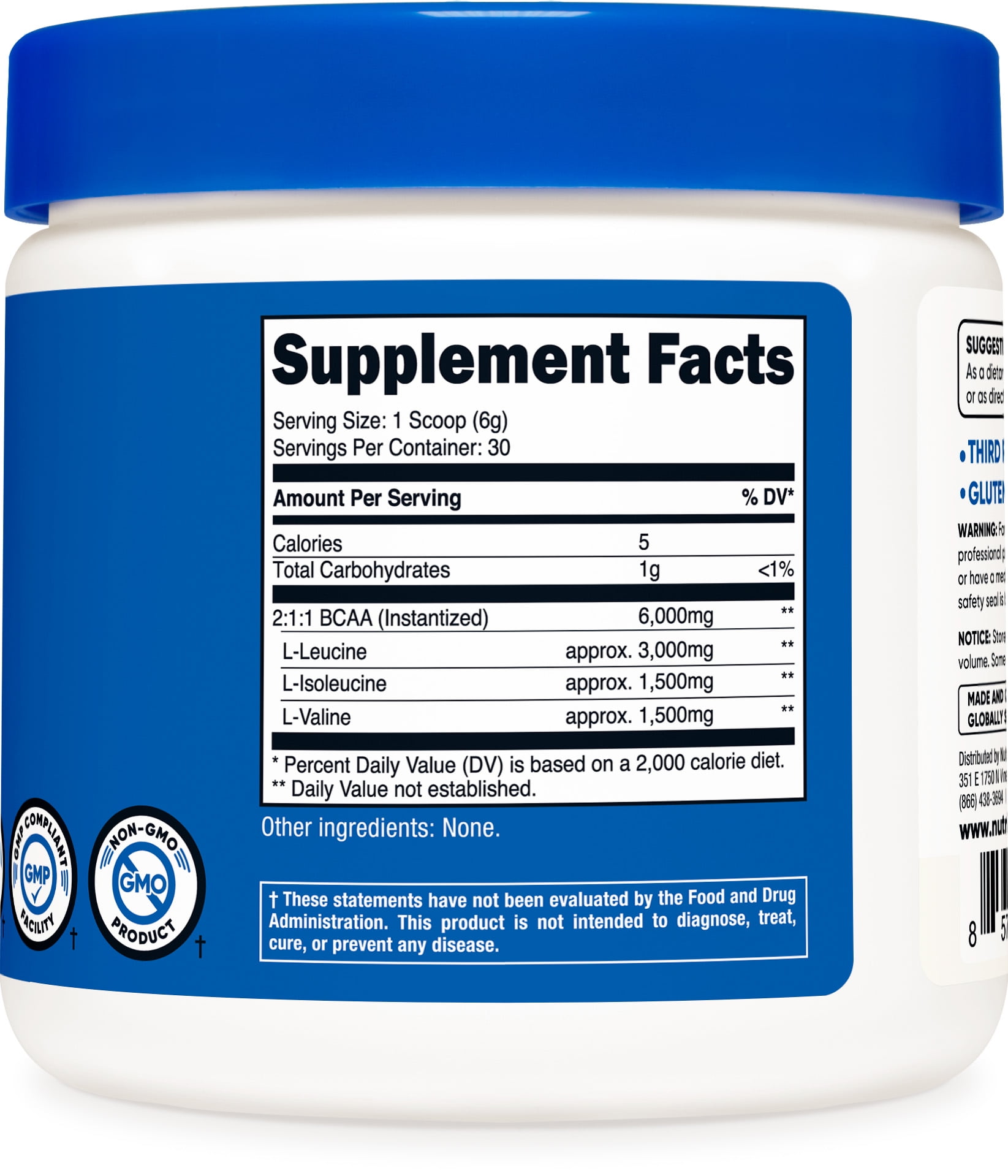 Nutricost BCAA Powder 2 1 1 Unflavored Supplement 30 Servings