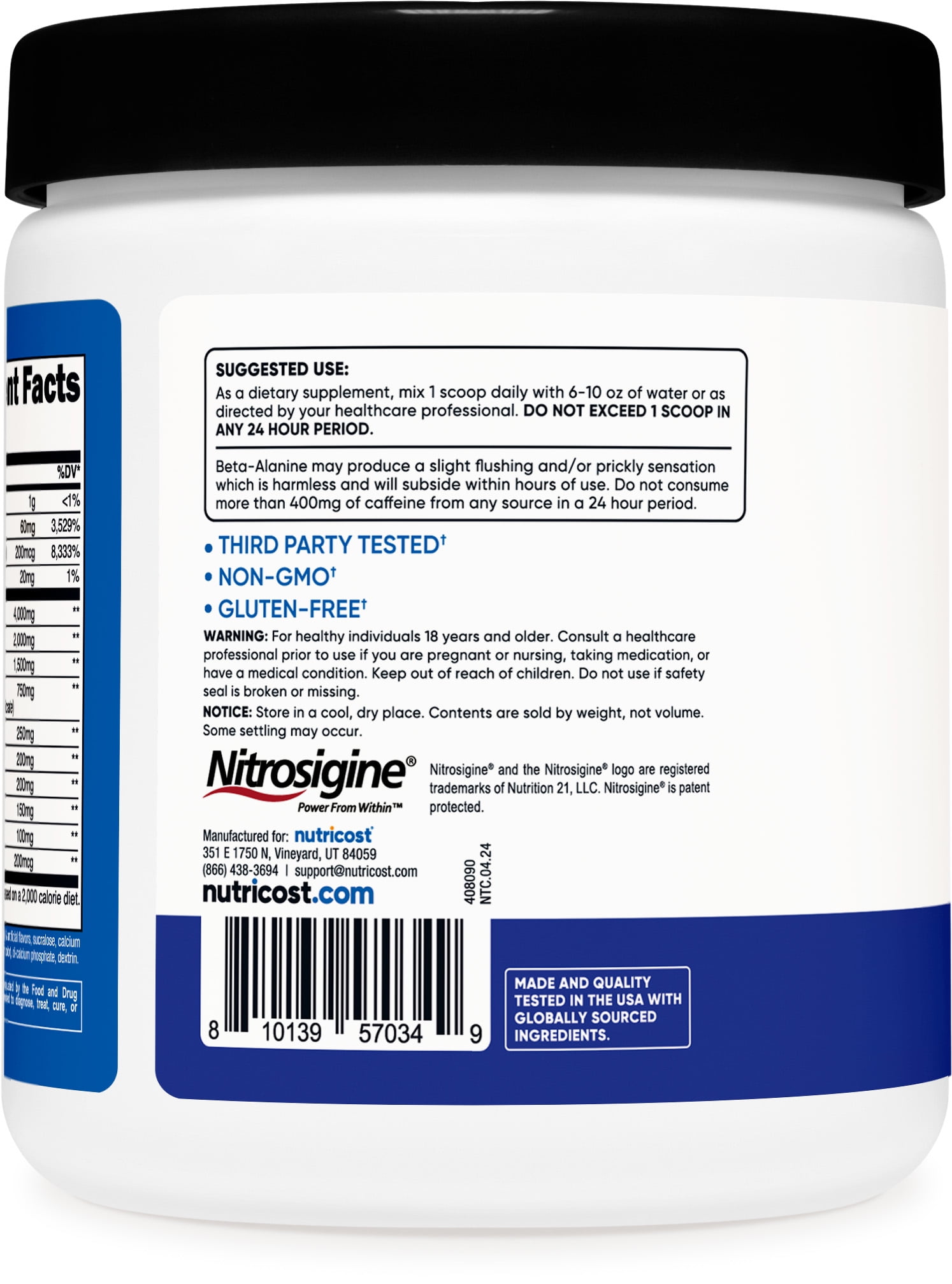 Nutricost Blue Raspberry Pre Workout Powder 30 Servings for Fitness - Beta-Alanine, Taurine, Amino Acids