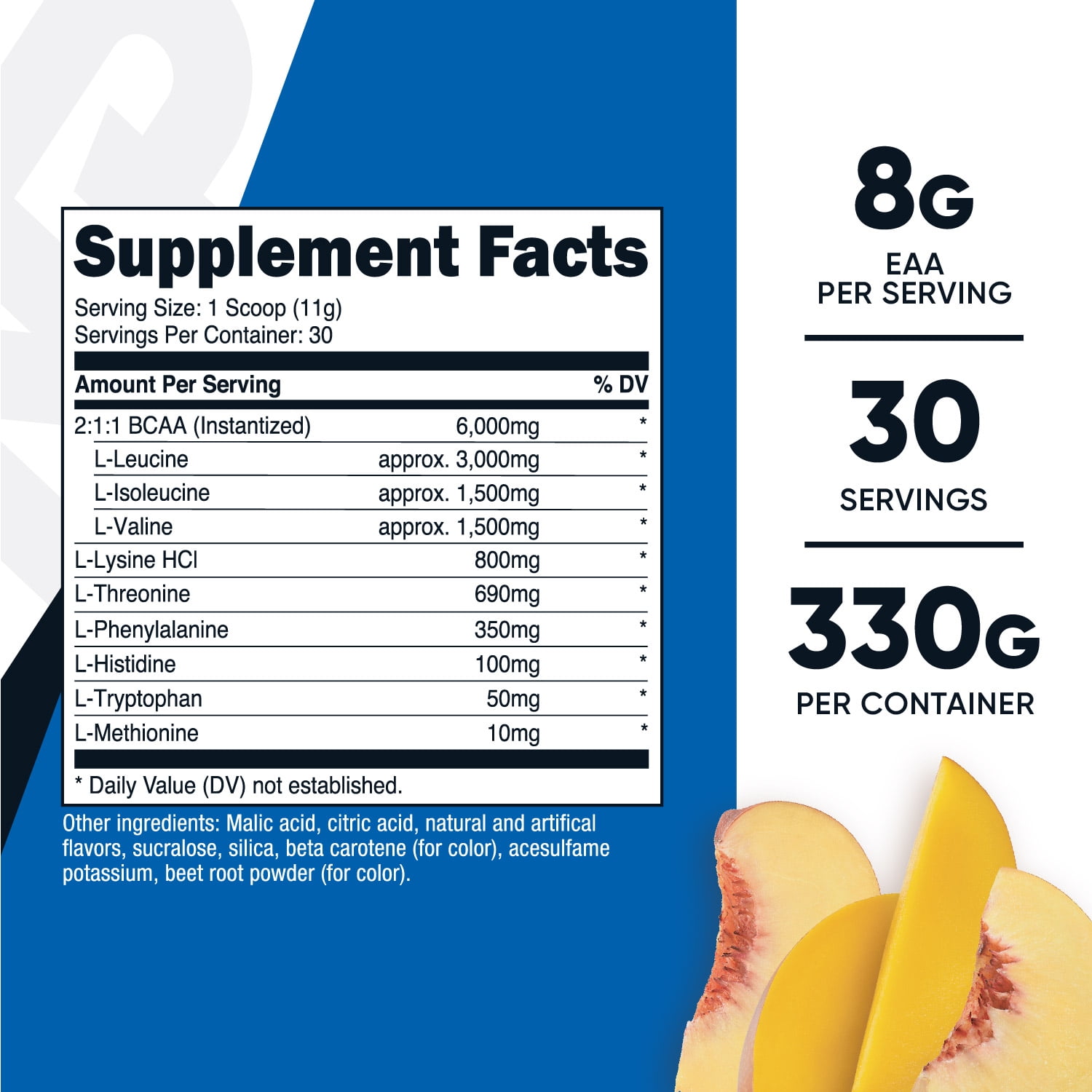 Nutricost EAA Powder 30 Servings Peach Mango - Essential Amino Acids Non-GMO