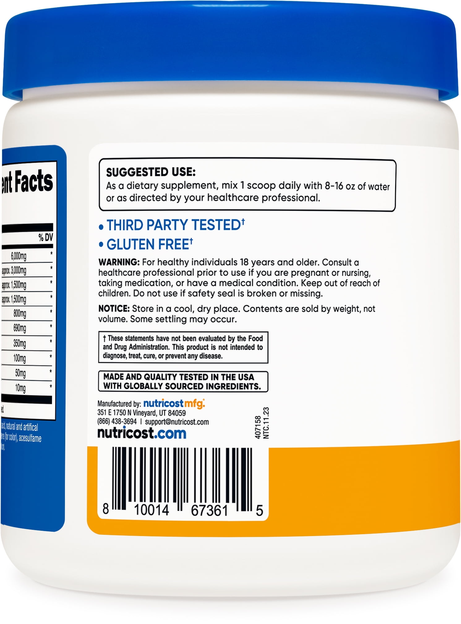 Nutricost EAA Powder 30 Servings Peach Mango - Essential Amino Acids Non-GMO