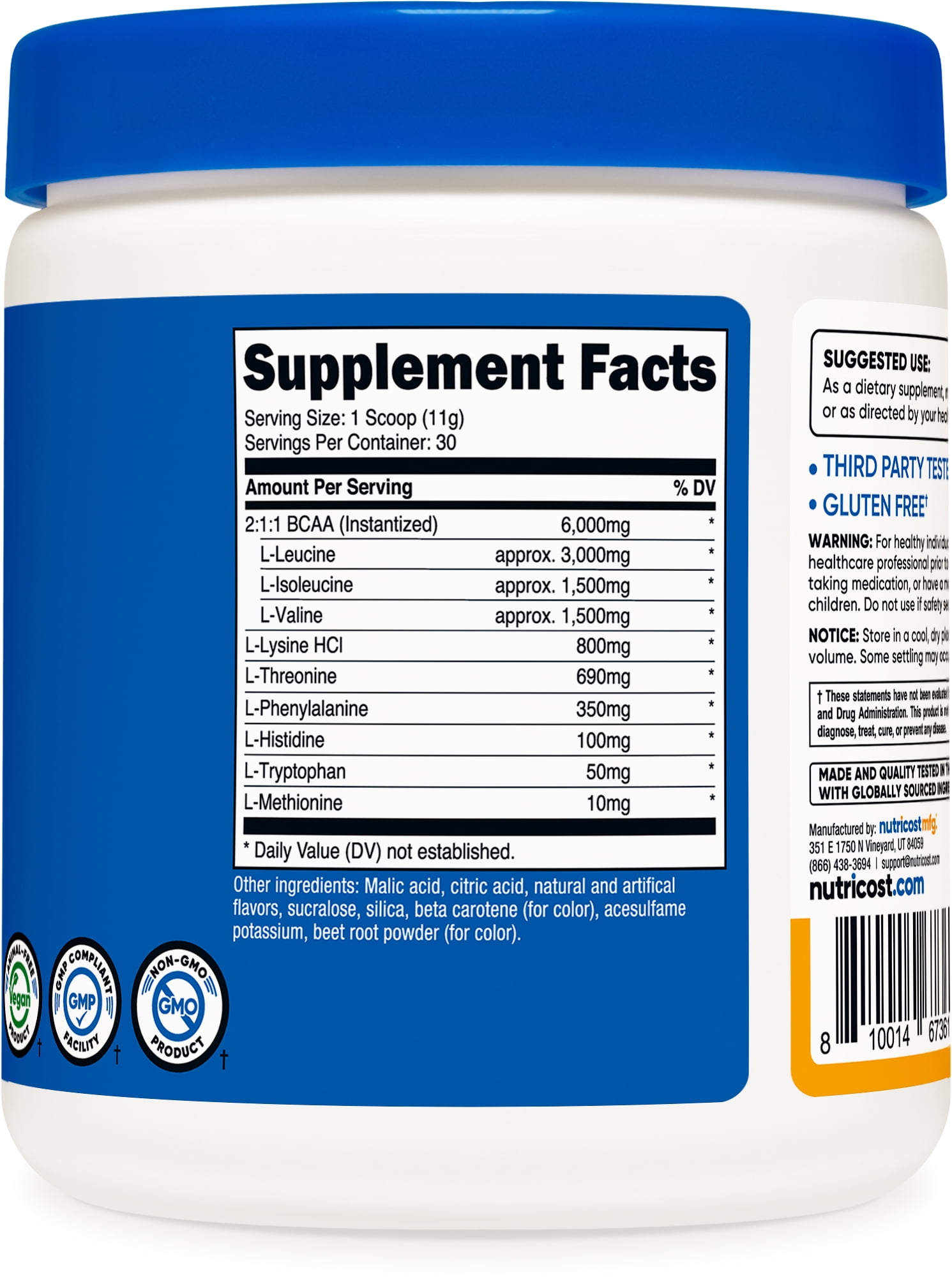 Nutricost EAA Powder 30 Servings Peach Mango - Essential Amino Acids Non-GMO