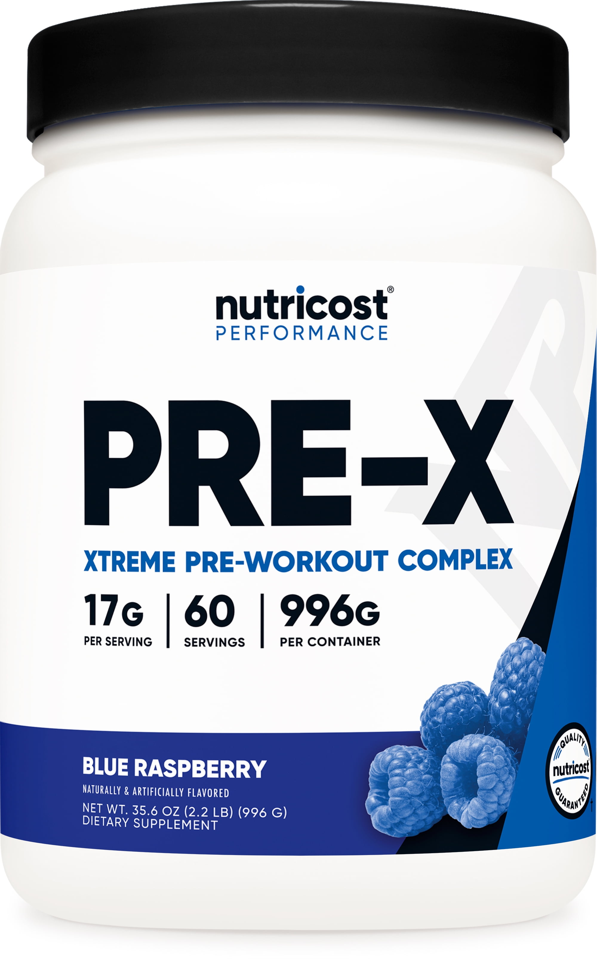 Nutricost Pre-X Xtreme Blue Raspberry Pre-Workout Powder 60 Servings Vegetarian Non-GMO Gluten Free