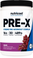 Nutricost Pre-X Extreme Pre-Workout Grape Powder Complex 30 Servings - Vegetarian Non-GMO Gluten