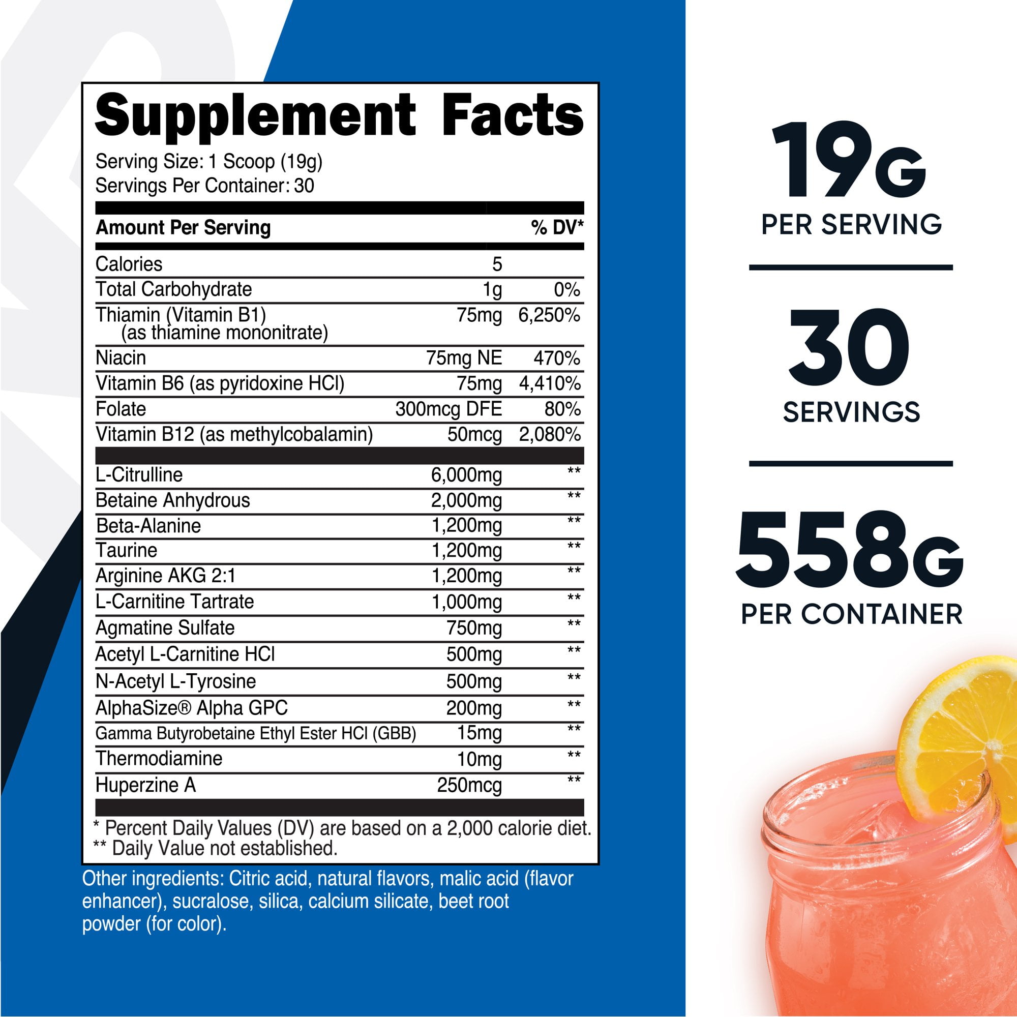 Nutricost Stimulant Free Pre Workout Powder 30 Servings Pink Lemonade Flavor