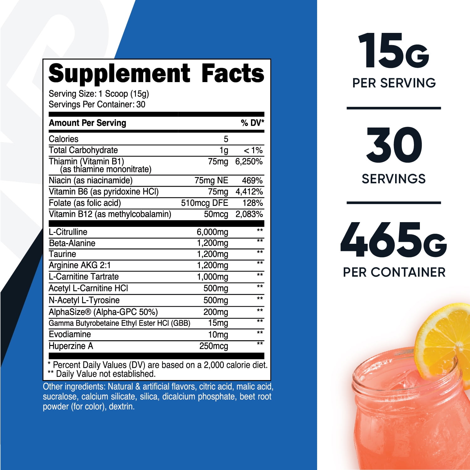Nutricost Stimulant Free Pre Workout Powder 30 Servings Pink Lemonade Flavor