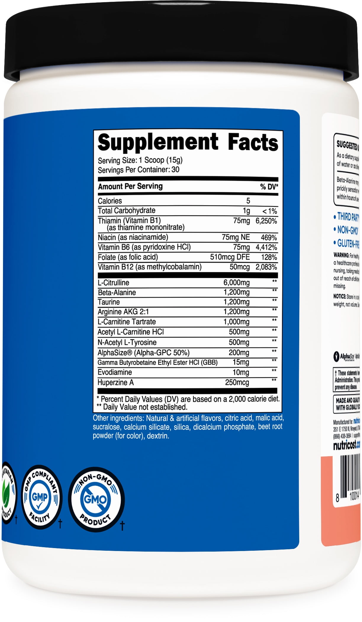 Nutricost Stimulant Free Pre Workout Powder 30 Servings Pink Lemonade Flavor