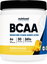 Nutricost BCAA Pineapple Powder 2 1 1 Amino Acids Supplement 30 Servings for Optimal Recovery and Strength Boost