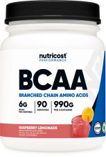 Nutricost BCAA Powder Raspberry Lemonade 2:1:1 90 Servings Amino Acids