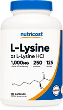 Nutricost L-Lysine 1000mg 250 Capsules, 500mg Per Capsule