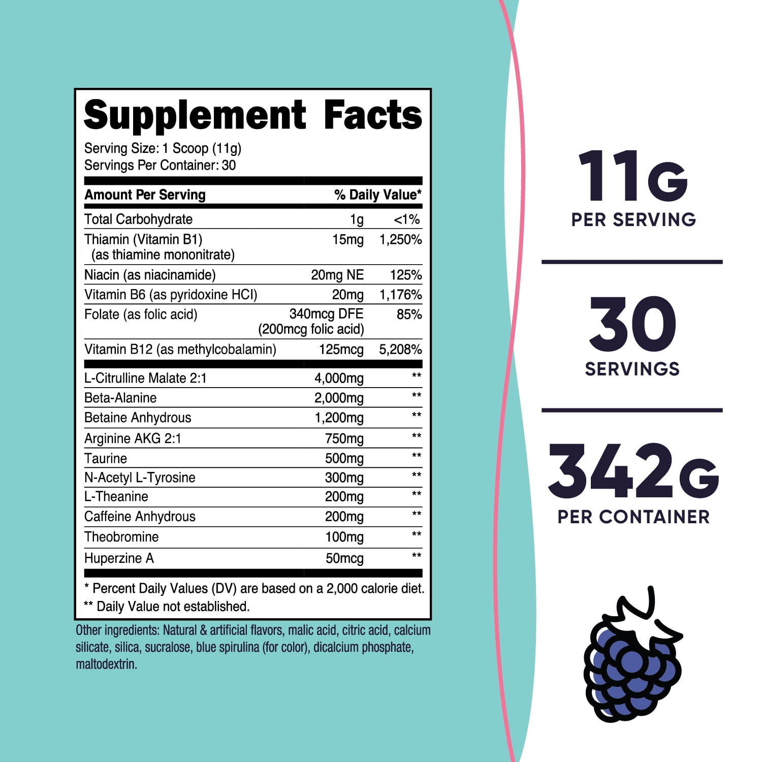 Nutricost Women's Blue Raspberry Pre-Workout Powder 30 Servings